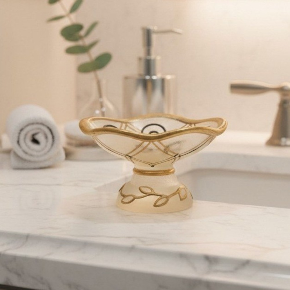 Wamsutta Resin Gold Accent Footed Bowl, Soap Or Trinket Dish, Replacement‎ Decor